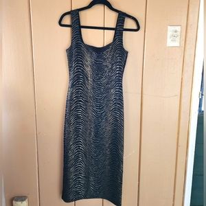 Reformation Sunnyside Ivette Dress Black Gold Metallic Tiger Stripe, Size Small